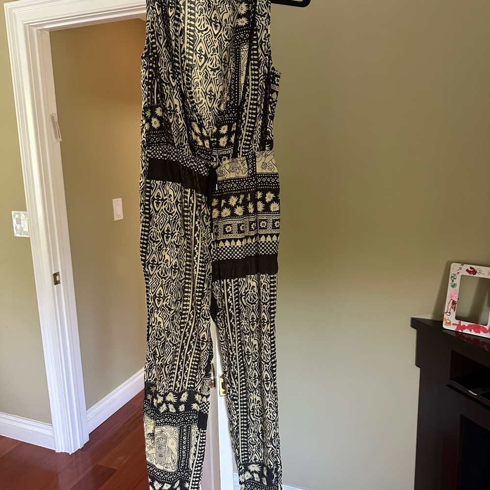 Zimmermann Black and Cream Geometric Jumpsuit